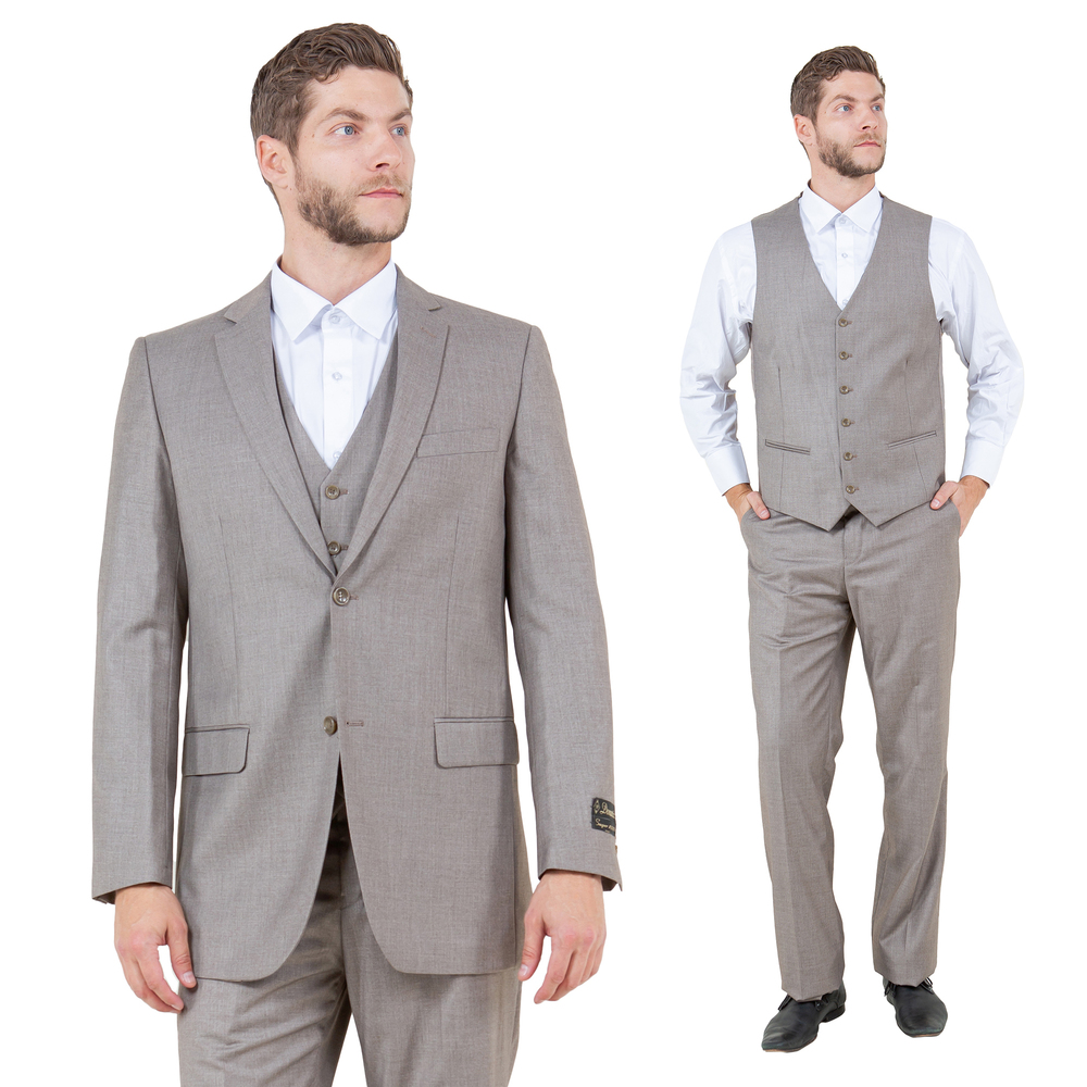 Modern Fit 3pc Mens Suit Set by Demantie, Sand